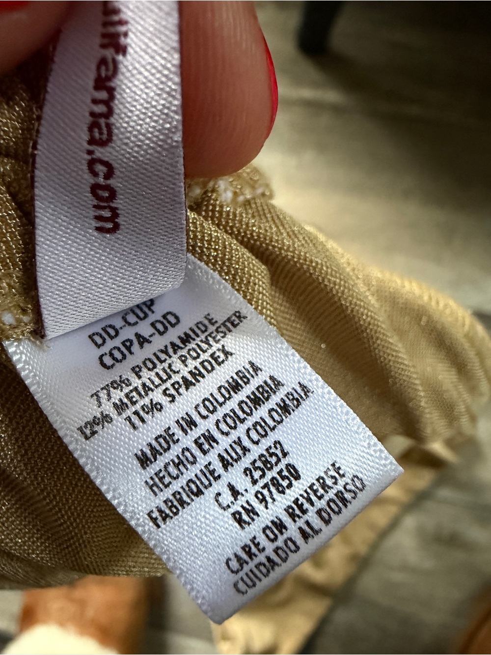 NWOT Luli Fama Tan and Gold Embroidered Bikini Set DD top/Medium Bottom - Picture 4 of 5